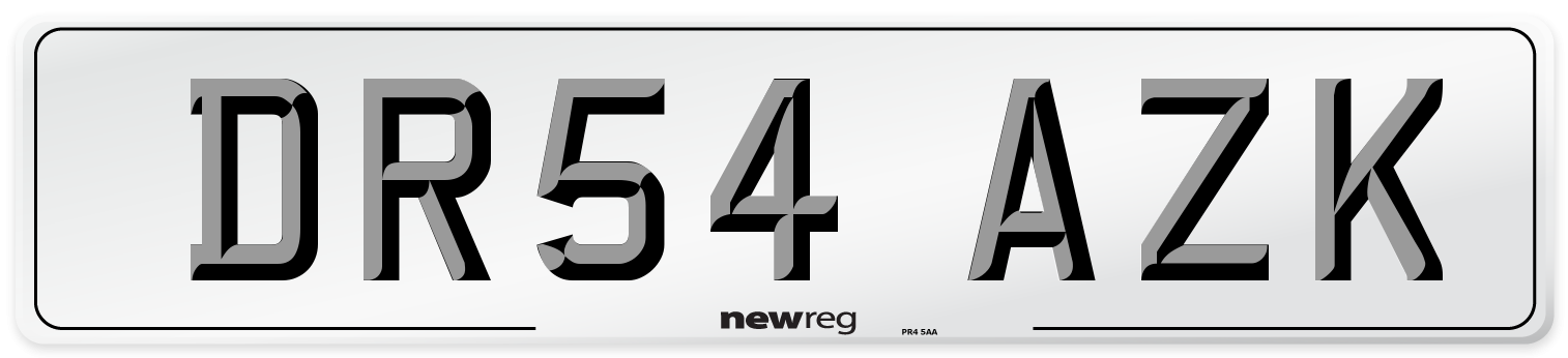 DR54 AZK Number Plate from New Reg